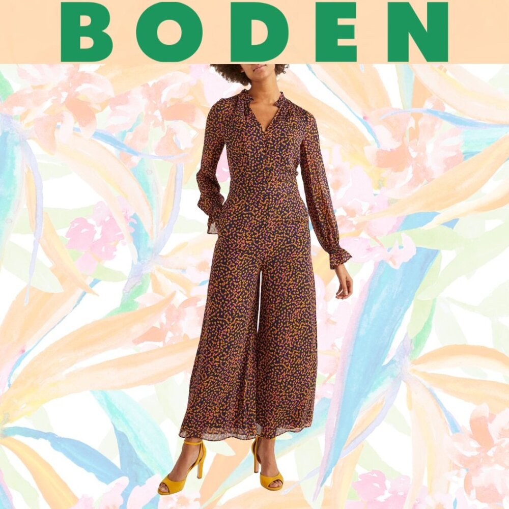 BODEN - Sarah Frill Jumpsuit in Tuscan Sun Speckle - Size US 8